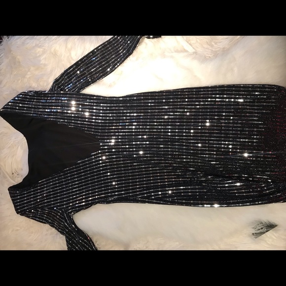 BLACK DRESS WITH SILVER SEQUIN/SPARKLE BIRTHDAY - Picture 4 of 5